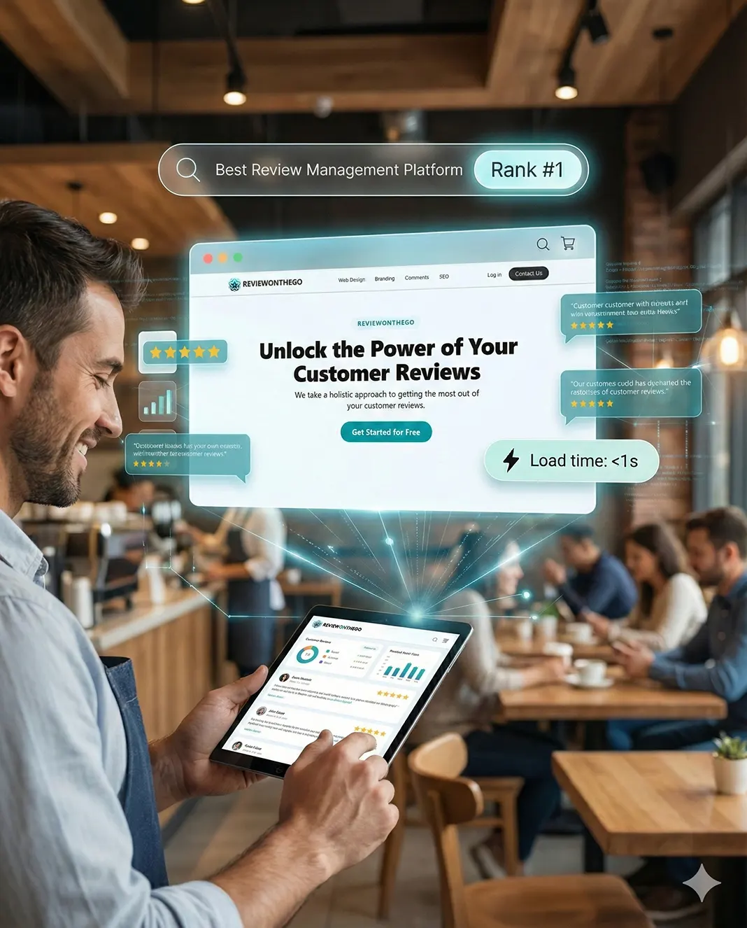 Reviewonthego logo and brand identity design